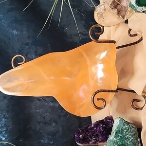 2.2lbs 9.8"L | XL Peach Selenite Bowl | Recharge & Cleanse | Home Decor | Gifts